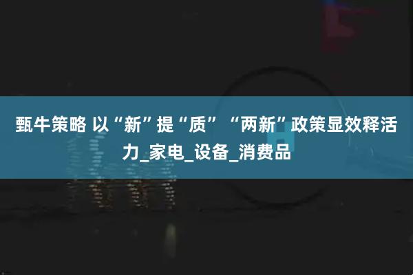 甄牛策略 以“新”提“质” “两新”政策显效释活力_家电_设备_消费品