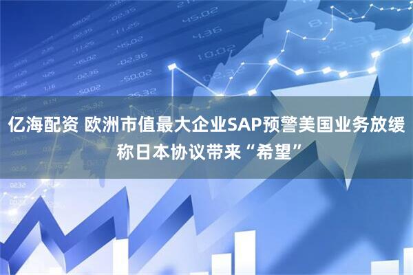 亿海配资 欧洲市值最大企业SAP预警美国业务放缓 称日本协议带来“希望”
